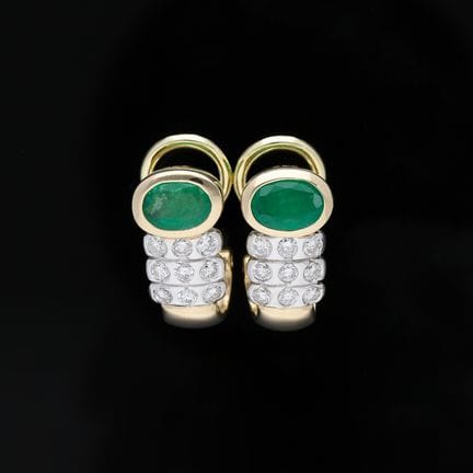 Earrings 2,10 ct. Emeralds, Diamonds 585 Yellow go
