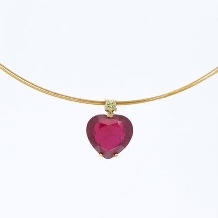 Ciondolo 14,28 ct. Rubino Diamanti 585 Oro rosa 14