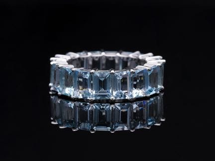 Memory Ring Ring 8,94 ct. Aquamarines 585 White go
