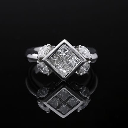 Ring 1,50 ct. Diamonds 900 Platinum 900 kt. IGI ce