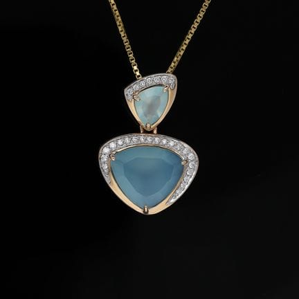 Necklace with pendant 2,81 ct. Diamonds 585 Yellow