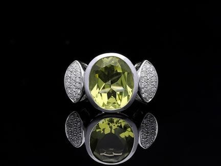 Ring 4,87 ct. Citrine, Diamond 585 Rose gold 14 kt