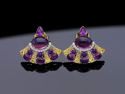 Earrings 5,51 ct. Amethysts, Sapphires, Diamond 58