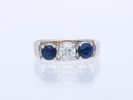 Anello 1,50 ct. Diamante, Zaffiri 750 Bicolore 18 