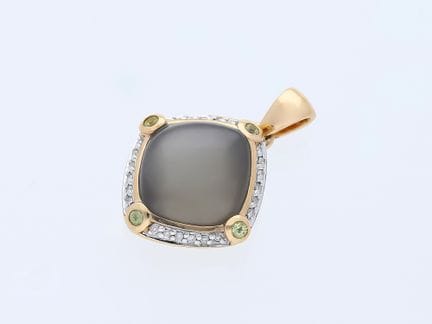 Ciondolo Quarzo, Peridoti, Diamanti 585 Oro rosa 1