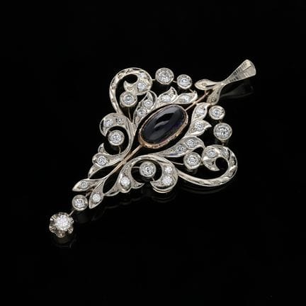 Vintage Pendant 6,80 ct. Diamonds, Sapphire 585 Ro