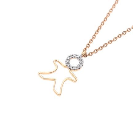 Collana con ciondolo in diamanti, oro rosa 750, 18