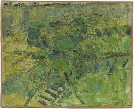 乔治·阿迪隆（1928—2009）
萨兰附近的乡村风景
布面油画，右下角签名，背面标有标题。
背面盖
