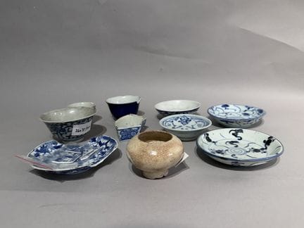 CHINA
Set of assorted porcelain cups, saucers, and