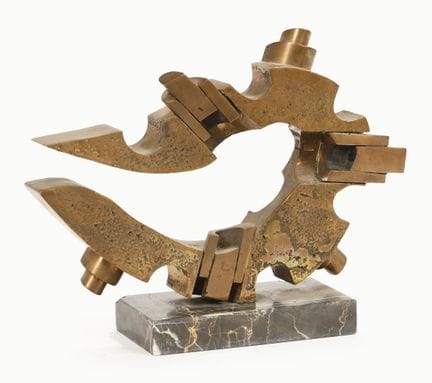 蒂博·韦斯（Thibaud WEISZ，1910-2005）
抽象构图
镀金青铜雕塑
纹理大理石基座