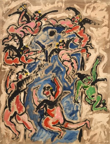 阿曼德·阿维尔（1926-2025）
《喷泉旁的天使》，1996年
厚纸上油画与水粉画，画面底部中央