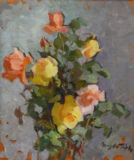 玛格达·福尔奇（1905-1981）
《玫瑰花束静物》
木板油画，署名
49.5 x 41 厘米。