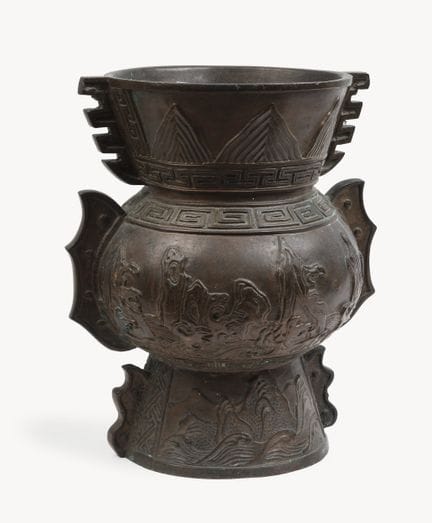 VIETNAM? 
Bronze baluster vase with a brown patina
