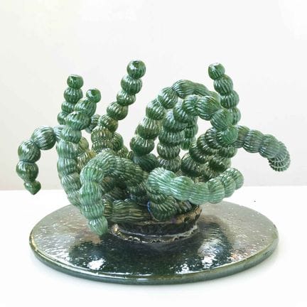 Murano glasswork, 13x20 cm. Succulent in green pul