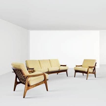Scandinavian-made sofa: 70x175x78 cm; armchair: 70