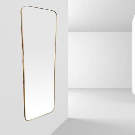 Gio Ponti, 144x43 cm wall mirror in brass and mirr