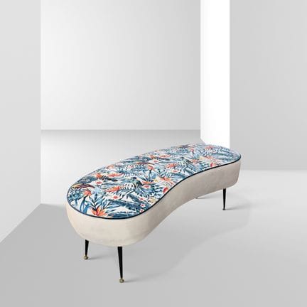 Made in Italy, 43x118x47 cm. Bench with floral fab