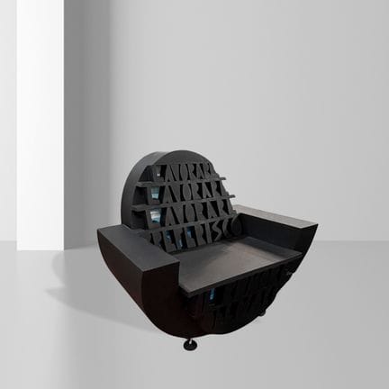 Ugo Nespolo, 90x100x75 cm. "Lavorare" armchair, mo