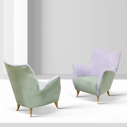 Gio Ponti, manufactured by ISA: 75x70x70 cm pair o