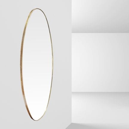 Gio Ponti, 140x70 cm oval wall mirror in brass and