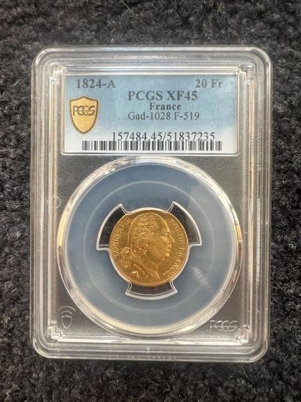 LOUIS XVIII (1815–1824)
20 Francs gold 1824 A, Par