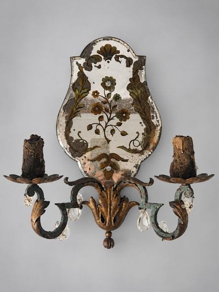 Pair of two-light mirror sconces, in the Venetian 