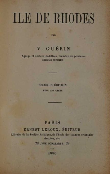 Guerin, V.: Viaje a la isla de Rodas. París, 1880
