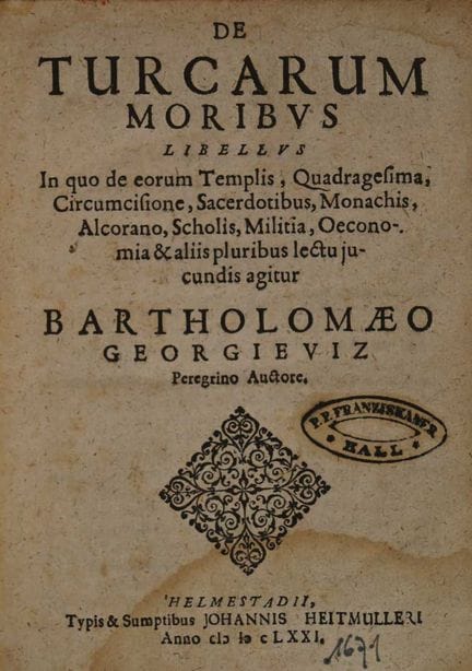 Georgeviz B.: De Turcarum Moribus libellus in quo 