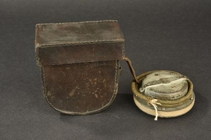 German telephone receiver in its leather case. Bea