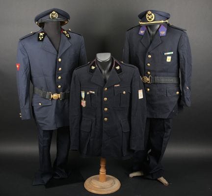 Belgium, officer and firefighter uniforms. A colle
