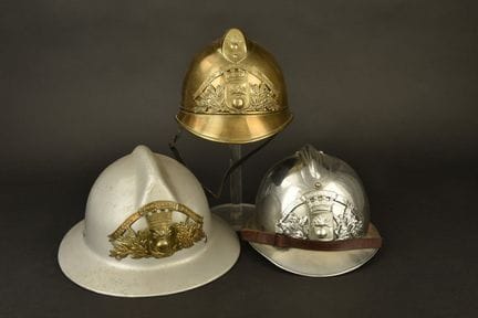 France, set of three firefighter helmets from Mose