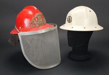 France, set of two firefighter and infantry helmet