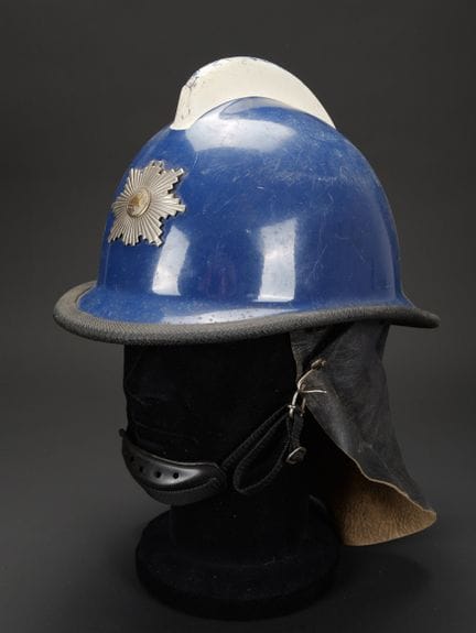 Denmark, firefighter helmet. Helmet made of synthe