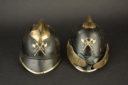 France, set of two firefighter headpieces known as