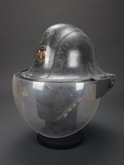 United Arab Emirates, firefighter helmet. Black fi