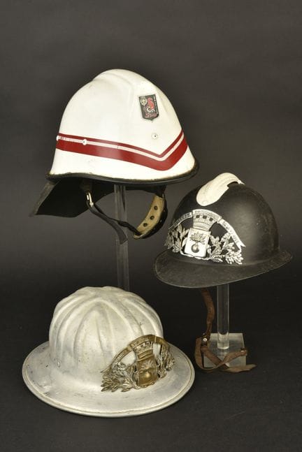 France, a set of firefighter helmets from the Vend