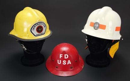 United States, set of three firefighter helmets, i