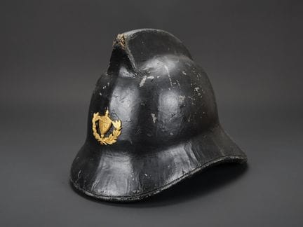 Cuba, firefighter's helmet. Cork helmet covered in