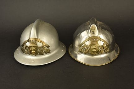France, set of two firefighter helmets from Pont-d