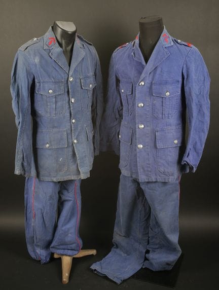 France, blue work jackets and pants. Set of two fo