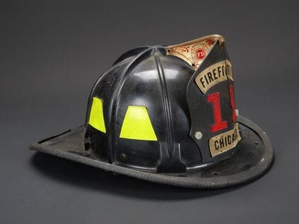 United States, Chicago firefighter's helmet. Black
