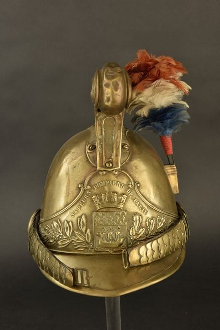 France, 1855-model Paris firefighter’s helmet. Bra