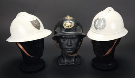 Belgium, set of three Adrian firefighter helmets, 