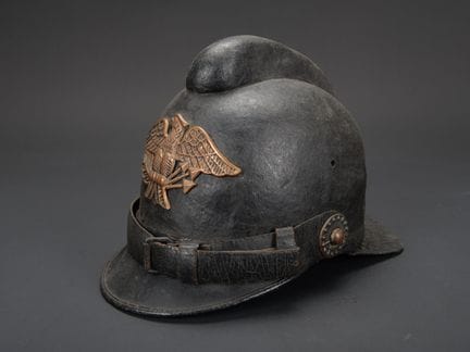 Origine inconnue, casque de sapeur-pompier en feut