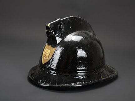 Belgium, Liège firefighter helmet. Black-lacquered