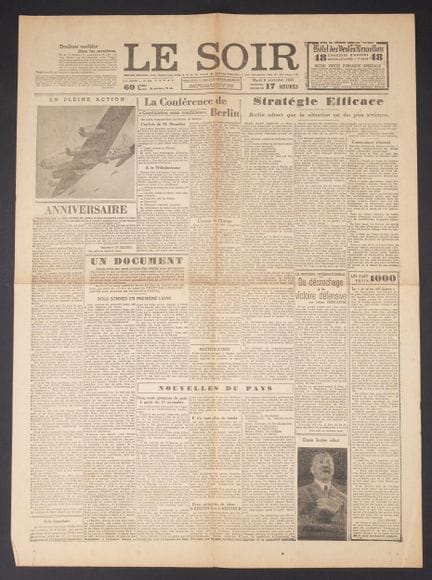Faux numero du journalLe Soirdu 9 novembre 1943. e