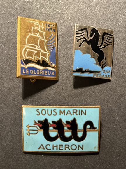 French submarines, lot of 3 pieces with small chip