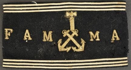 FAMMAC臂章。这是“水手及退伍水手协会联合会”（FAMMAC）的一枚罕见臂章，该联合会成立于19