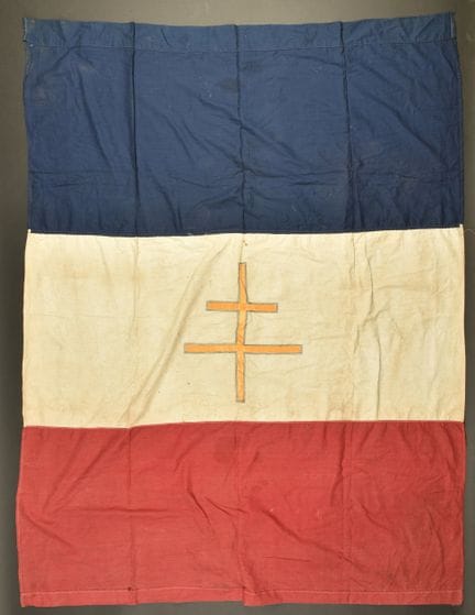 Bandera francesa. De tela de algodón azul, blanco 