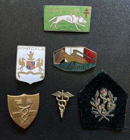 Francia Libre. Lote de 6 piezas. Insignia del buqu